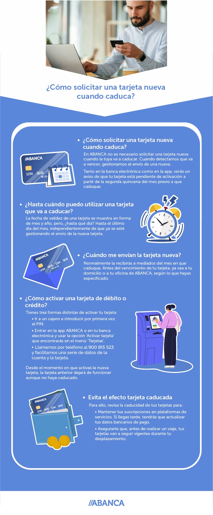 Infografía que ilustrar cómo solicitar una tarjeta nueva cuando caduca