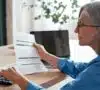 Mujer mayor mirando documentos y descubriendo cómo invertir para la jubilación