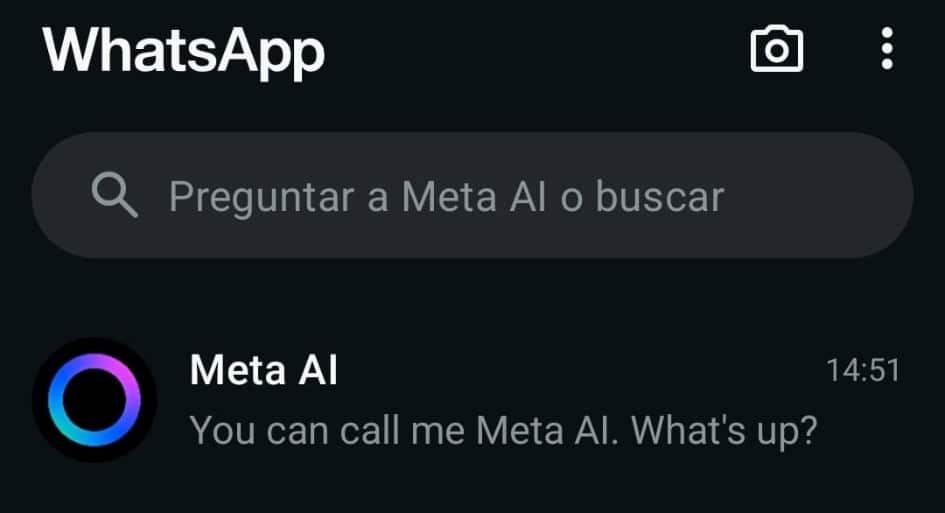 Ejemplo chat meta AI en WhatsApp