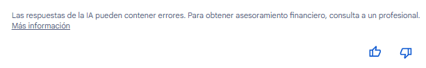 Las respuestas de IA Overview pueden tener errores, descargo de responsabilidad de Google