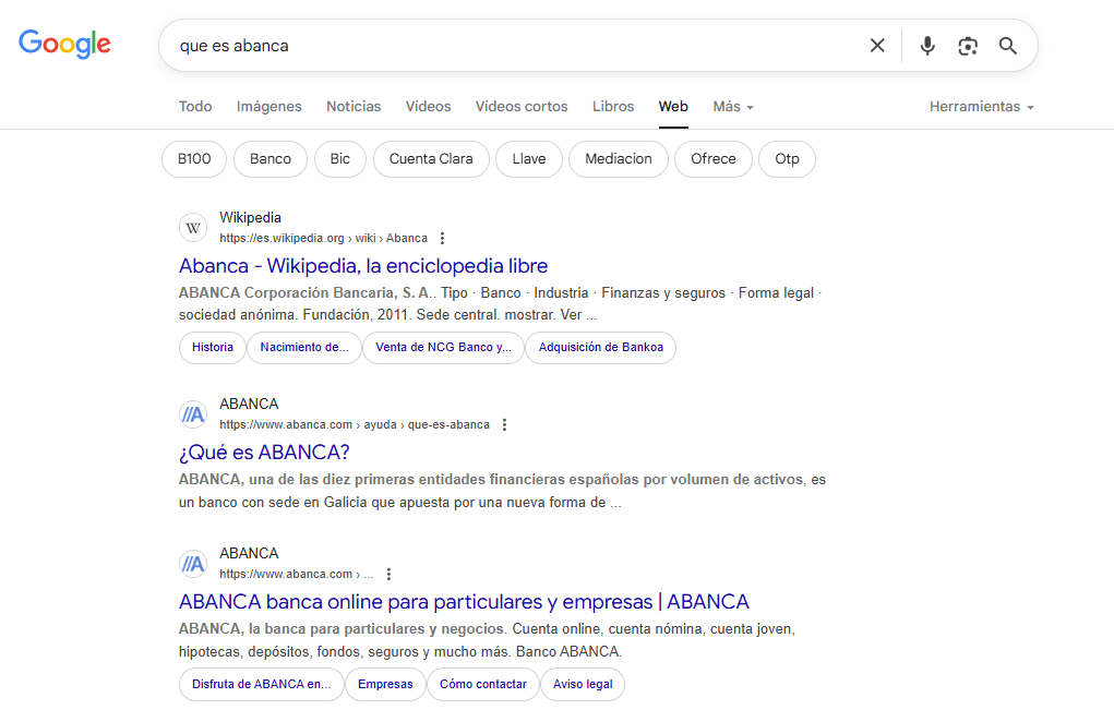 Resultados de búsqueda en Google al quitar IA Overview